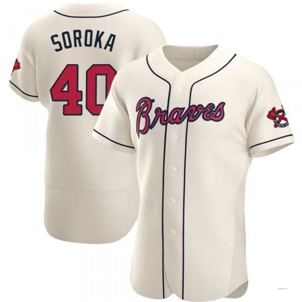 Atlanta Braves #40 Mike Soroka Cream Alternate Jersey Stitches Baseball Jerseys