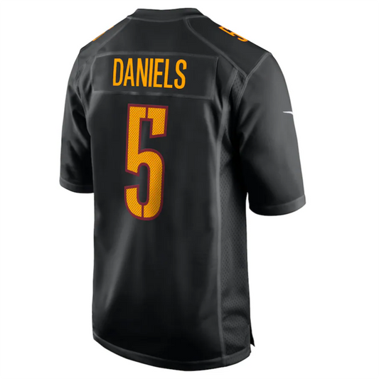 W.Commanders #5 Jayden Daniels Carbon Black Fashion Football Jerseys