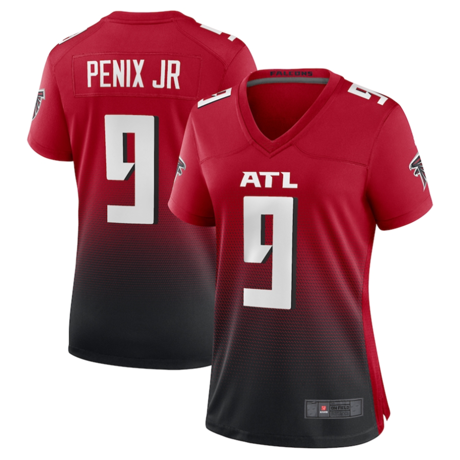 A.Falcons #9 Michael Penix Jr. Player Red-Black Game Football Jerseys