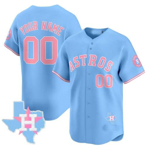 Custom Houston Astros Bubblegum Blue Vapor Premier Limited ¨C All Stitched Baseball Jersey