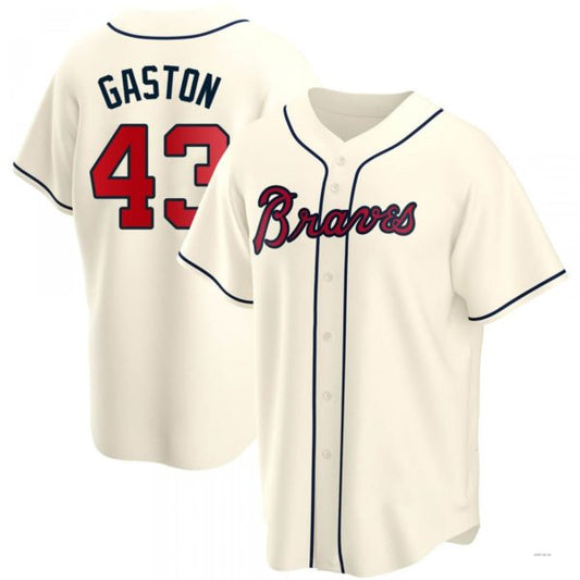 Atlanta Braves #43 Cito Gaston Cream Alternate Jersey Stitches Baseball Jerseys