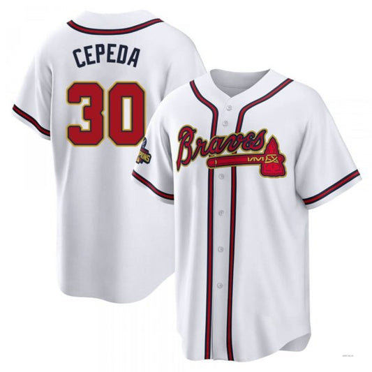 Atlanta Braves #30 Orlando Cepeda Gold White 2022 Program Jersey Stitches Baseball Jerseys