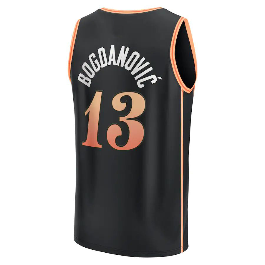 A.Hawks #13 Bogdan Bogdanovic Fanatics Branded 2022-23 Fastbreak Jersey City Edition Black Stitched American Basketball Jersey