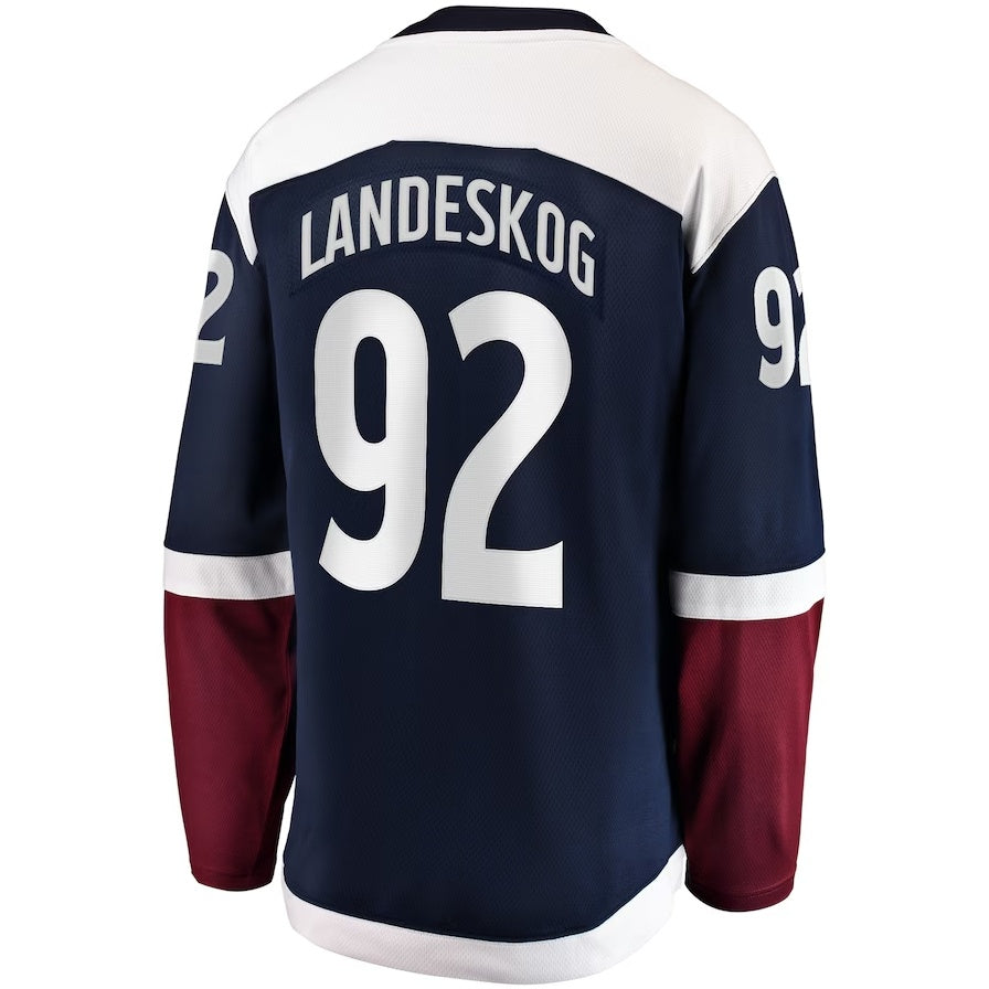 C.Avalanche #92 Gabriel Landeskog Fanatics Premier Breakaway Player Jersey - Navy Stitched American Hockey Jerseys
