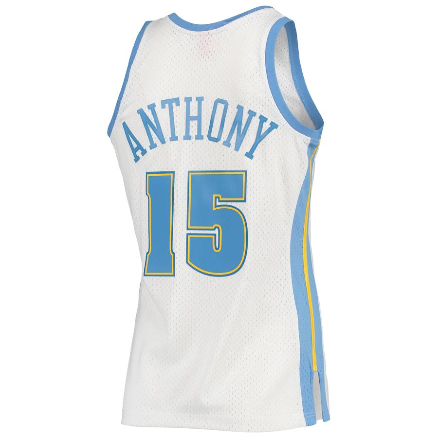 D.Nuggets #15 Carmelo Anthony Mitchell & Ness 2006-07 Hardwood Classics Swingman Jersey White Stitched American Basketball Jersey