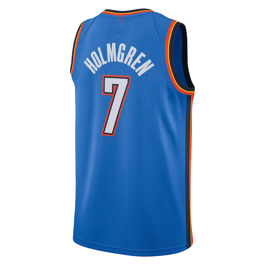 OC.Thunder #7 Chet Holmgren Unisex 2022 Draft First Round Pick Player Swingman Jersey Icon Edition Blue Stitched American Basketball Jersey