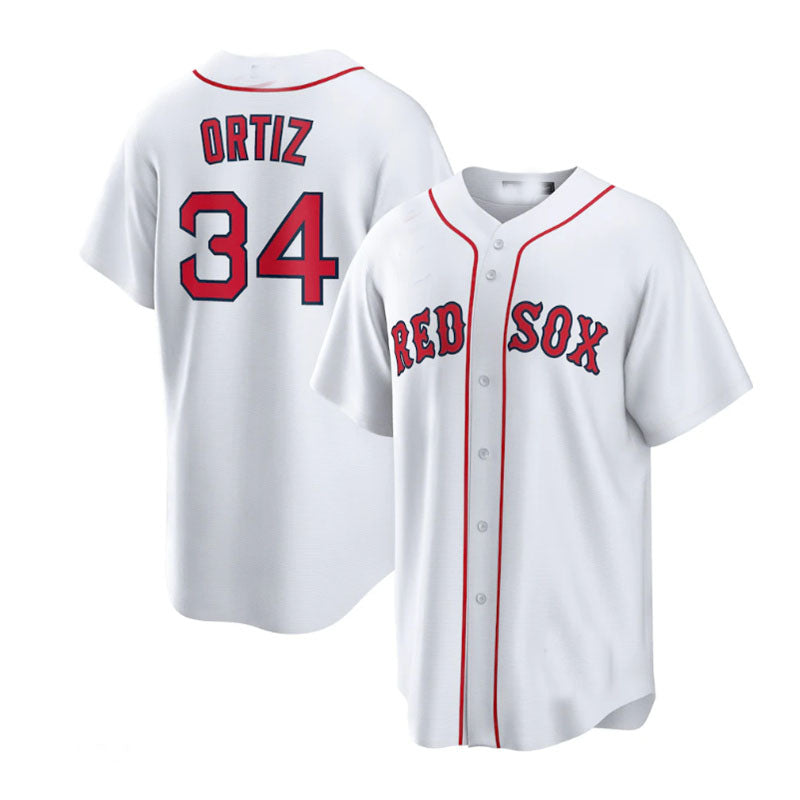 Boston Red Sox Road #34 David Ortiz Home Replica Player Jersey - White Baseball Jerseys
