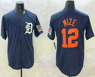 Detroit Tigers #12 Casey Mize Navy Alternate With Patch Cool Base Stitched Baseball Jerseys