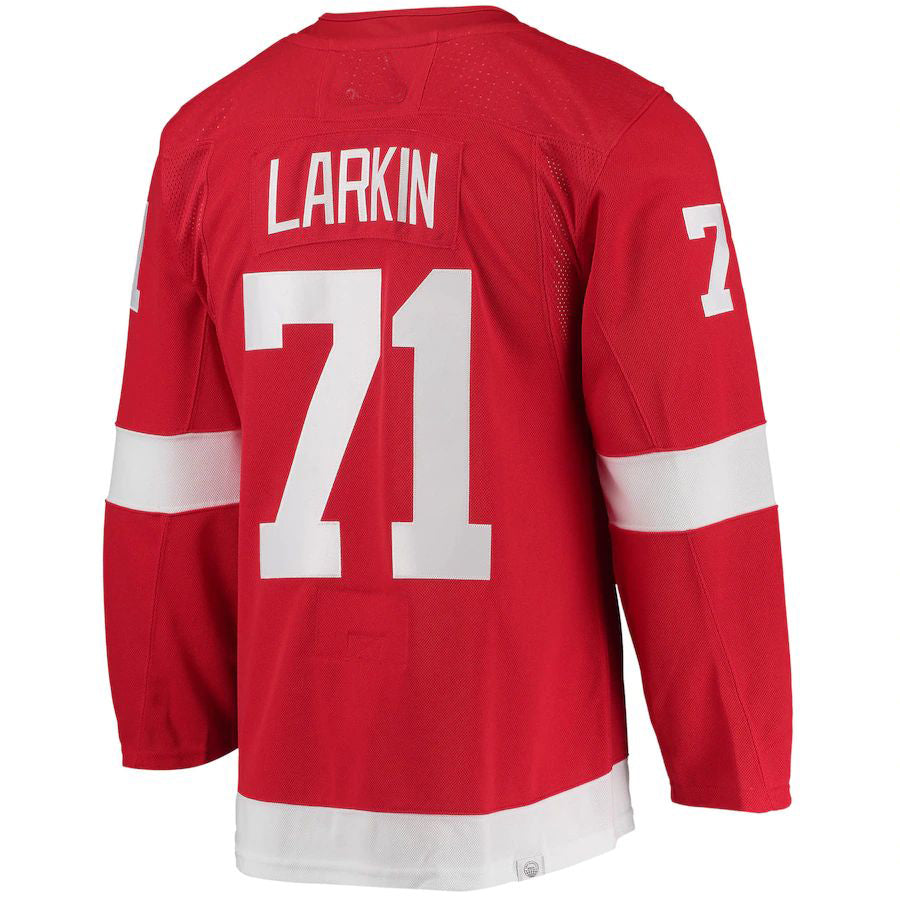D.Red Wings #71 Dylan Larkin Home Captain Patch Primegreen Authentic Pro Player Jersey Red Stitched American Hockey Jerseys