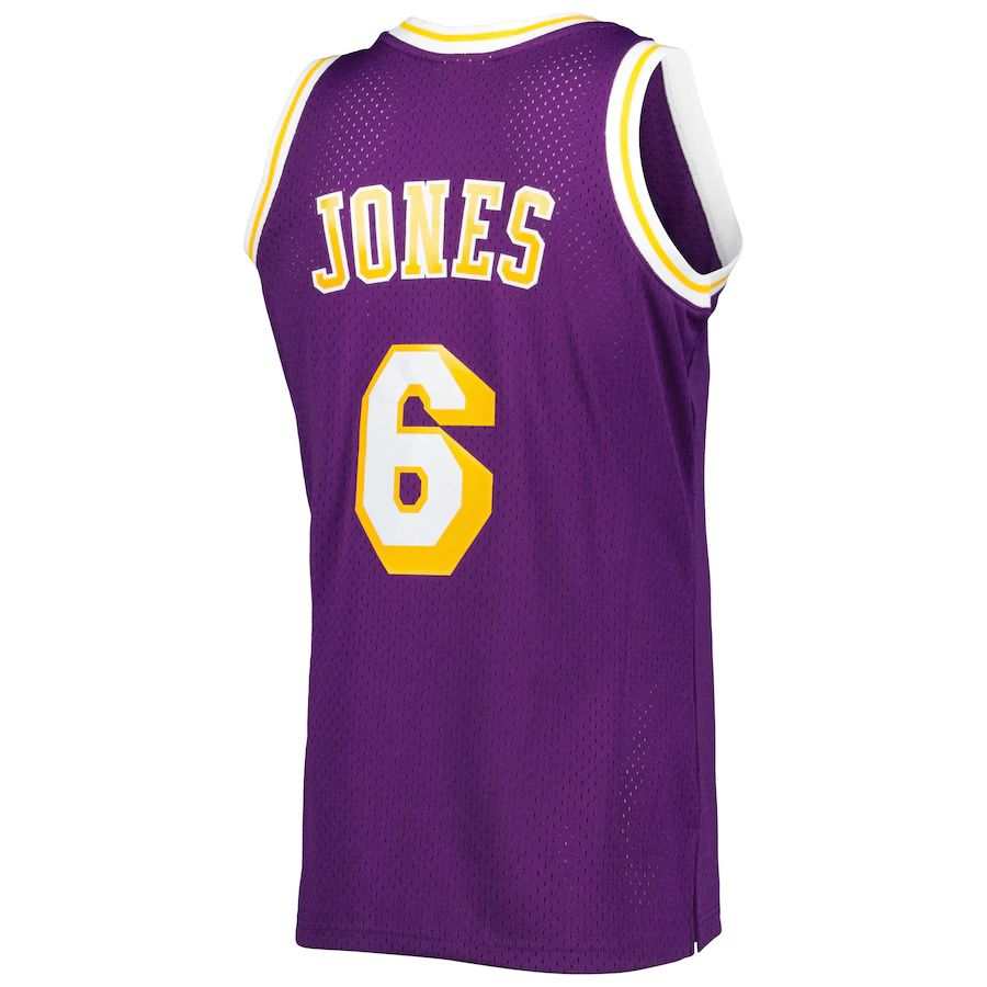 LA.Lakers #6 Eddie Jones Mitchell & Ness 1996-97 Hardwood Classics Swingman Jersey Purple Stitched American Basketball Jersey