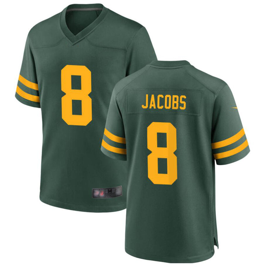 GB.Packers #8 Josh Jacobs Player Green Home Replica Football Jerseys