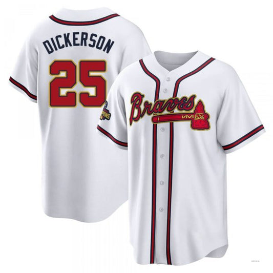 Atlanta Braves #25 Alex Dickerson Gold White 2022 Program Jersey Stitches Baseball Jerseys