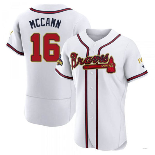 Atlanta Braves #16 Brian McCann Gold White 2022 Program Jersey Stitches Baseball Jerseys