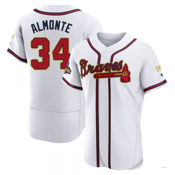 Atlanta Braves #34 Abconem Almonte Gold White 2022 Program Jersey Stitches Baseball Jerseys