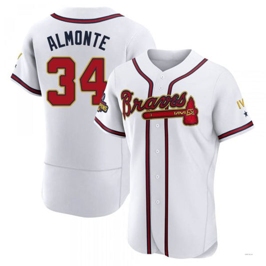 Atlanta Braves #34 Abconem Almonte Gold White 2022 Program Jersey Stitches Baseball Jerseys