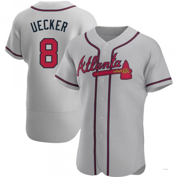 Atlanta Braves #8 Bob Uecker Gray Road Jersey Stitches Baseball Jerseys