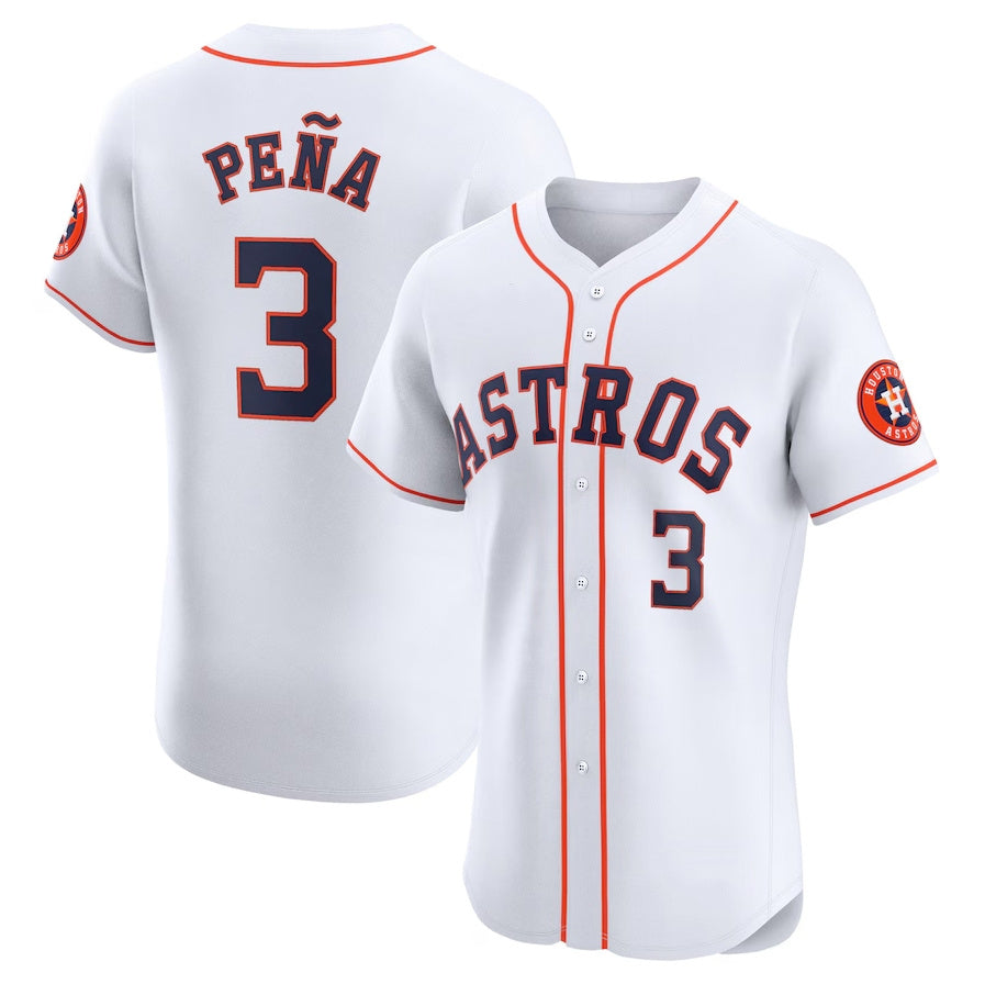Houston Astros #3 Jeremy Pe?a Home Elite Player Jersey - White Stitched Baseball Jersey
