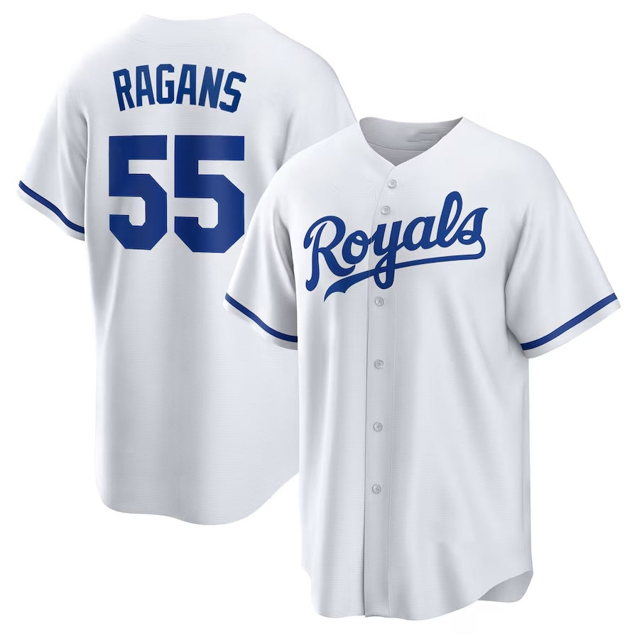 Kansas City Royals #55 Cole Ragans Home Replica Jersey - White Stitched Baseball Jersey