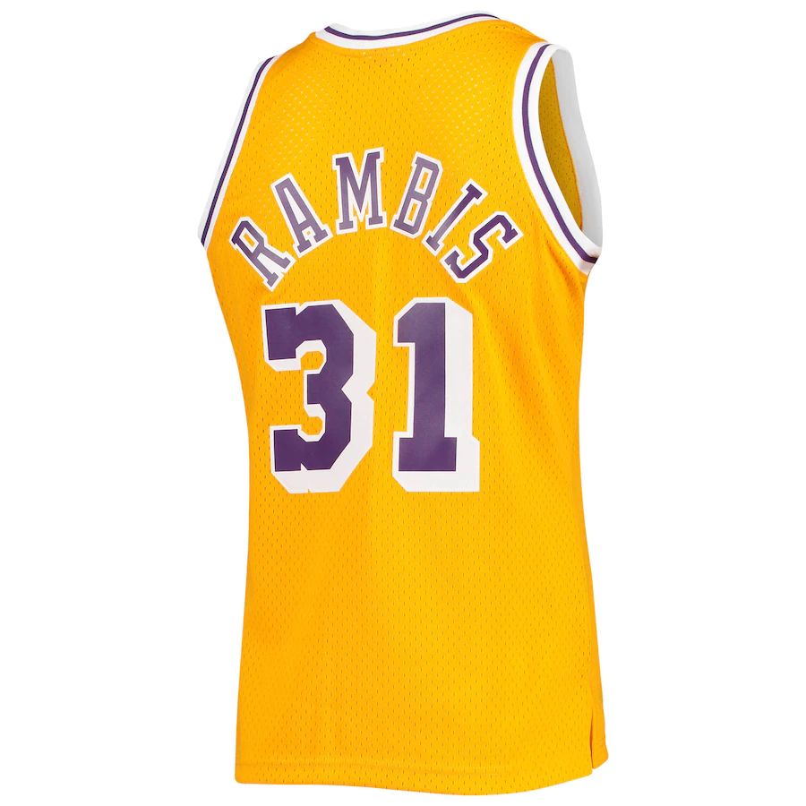 LA.Lakers #31 Kurt Rambis Mitchell & Ness 1984-85 Team Hardwood Classics Swingman Jersey Gold Stitched American Basketball Jersey