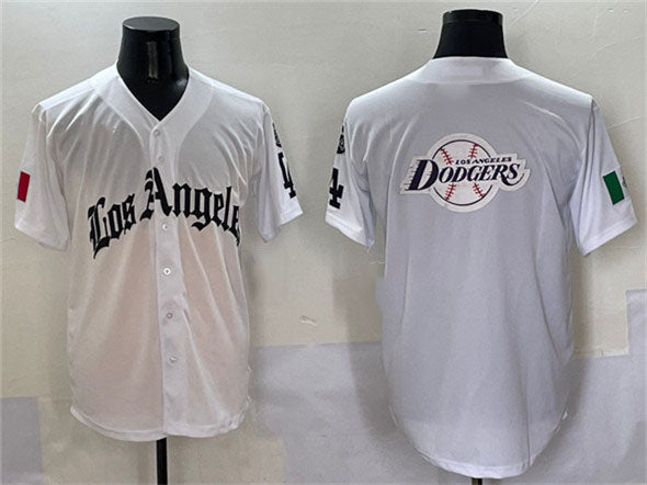 Los Angeles Dodgers Team Big Logo White Mexico 2025 LA Gothic Style With Fernando Patch Vapor Premier Limited Stitched Baseball Jersey