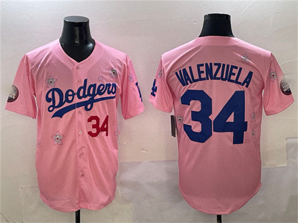 Los Angeles Dodgers #34 Fernando Valenzuela Pink 2025 Tokyo Series Limited Stitched Baseball Jersey