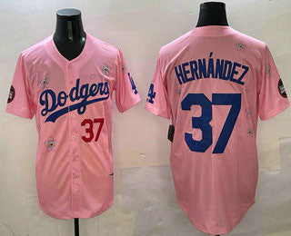 Los Angeles Dodgers #37 Teoscar Hernandez Pink 2025 Tokyo Series Limited Baseball Jersey