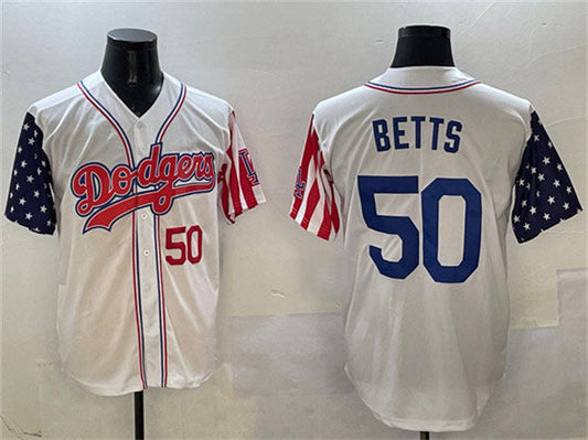 Los Angeles Dodgers #50 Mookie Betts White Limited Stitched Baseball Jersey