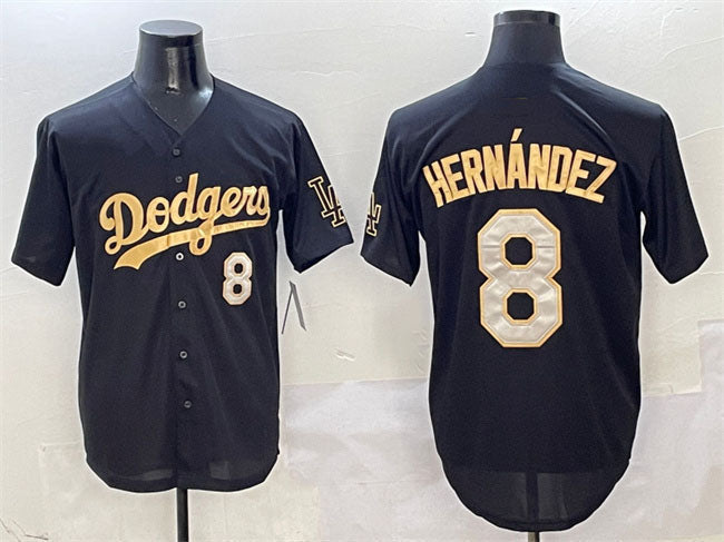 Los Angeles Dodgers #8 Enrique Hernandez Black Gold Limited Stitched Baseball Jersey