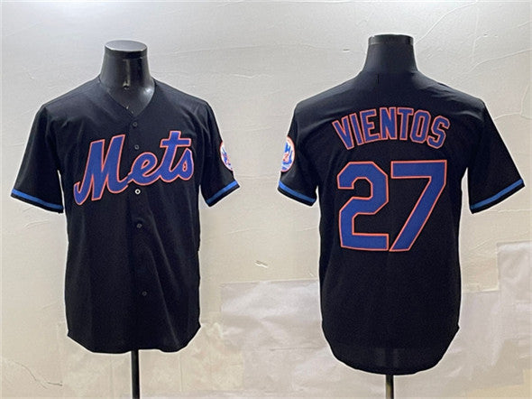 New York Mets #27 Mark Vientos Black Cool Base Stitched Baseball Jersey