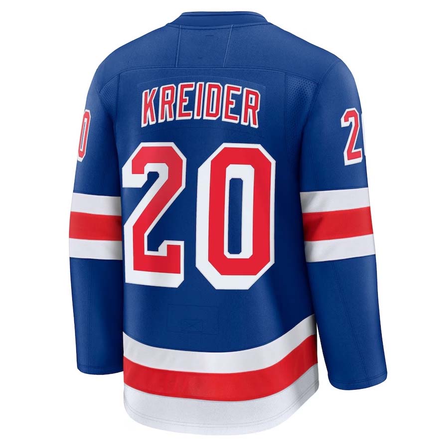 NY.Rangers #20 Chris Kreider Fanatics Home Premium Jersey - Blue Stitched American Hockey Jerseys