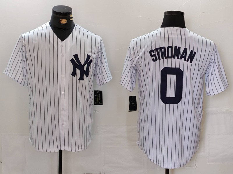 New York Yankees #0 Marcus Stroman White Cool Base Stitched Baseball Jersey