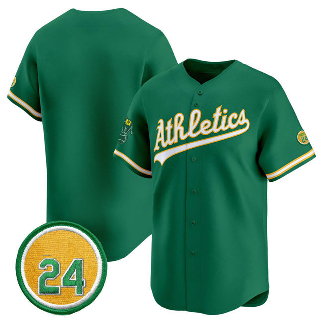 Oakland Athletics Blank Green 2024 Limited With Rickey Henderson Patch Stitched Baseball Jersey