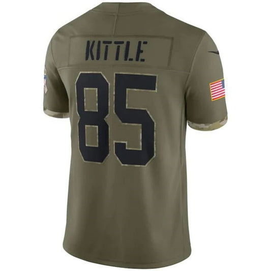 SF.49ers #85 George Kittle Olive Vapor F.U.S.E. Limited Jersey Stitched American Football Jerseys