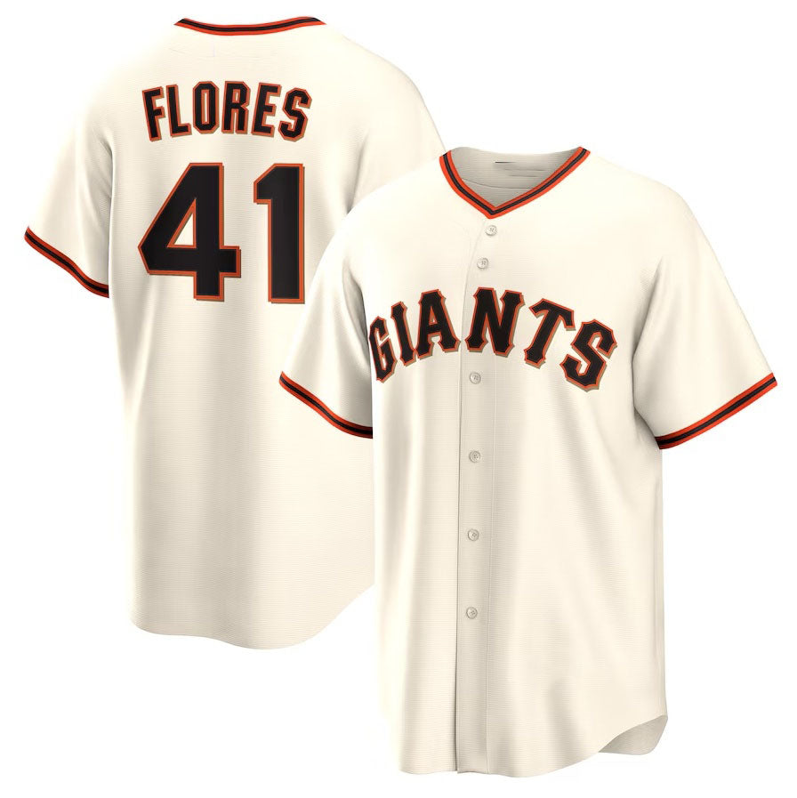 San Francisco Giants #41 Wilmer Flores Home Replica Jersey - Cream Stitched Baseball Jersey