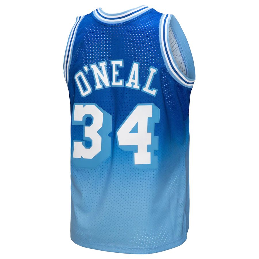LA.Lakers #34 Shaquille O'Neal Mitchell & Ness 1996-97 Hardwood Classics Fadeaway Swingman Player Jersey  Light Blue Stitched American Basketball Jersey