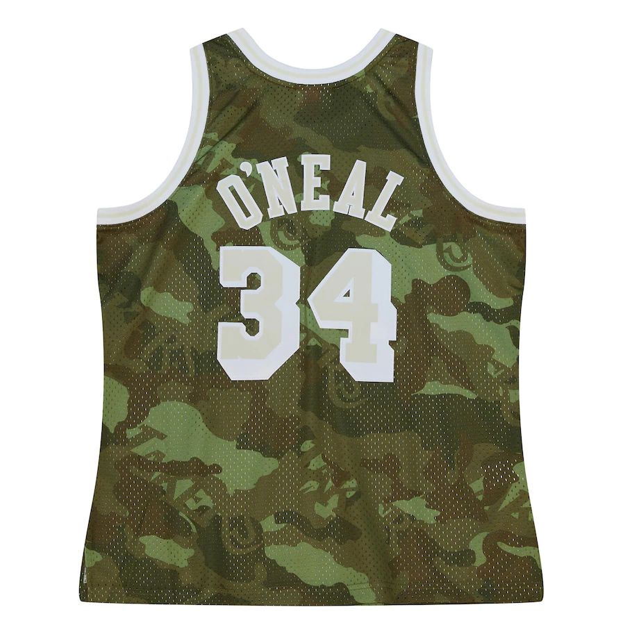 LA.Lakers #34 Shaquille O'Neal Mitchell & Ness Unisex Hardwood Classics 1996-97 Ghost Green Swingman Jersey Camo Stitched American Basketball Jersey