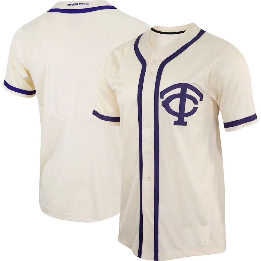 T.Horned Frogs Replica Baseball Jersey Natural Stitched American College Jerseys
