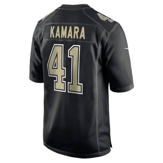 NO.Saints #41 Alvin Kamara Carbon Black Fashion Game Stitched American Football Jersey