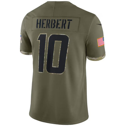 LA.Chargers #10 Justin Herbert Player Olive Salute To Service Limited Football Jerseys