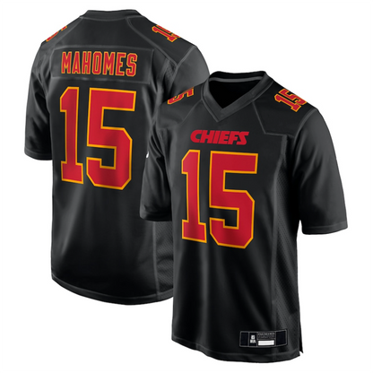 #15 Patrick Mahomes Player KC.Chiefs Carbon Black Fashion Game Football Jerseys