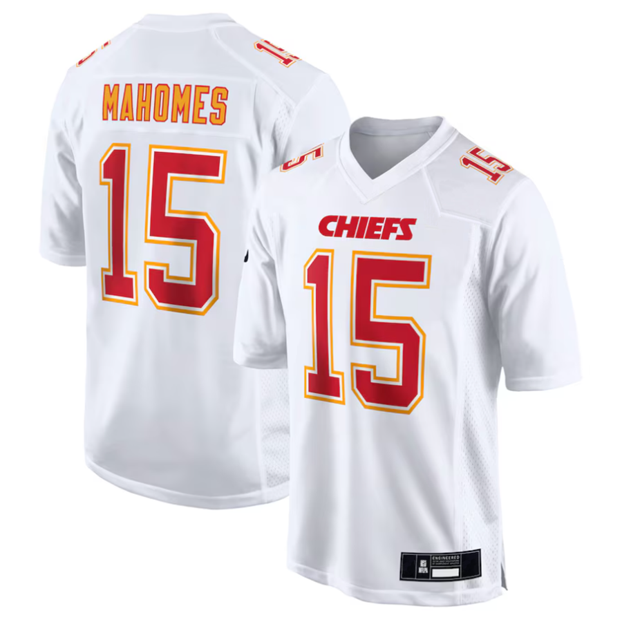#15 Patrick Mahomes Player KC.Chiefs Carbon White Fashion Game Football Jerseys