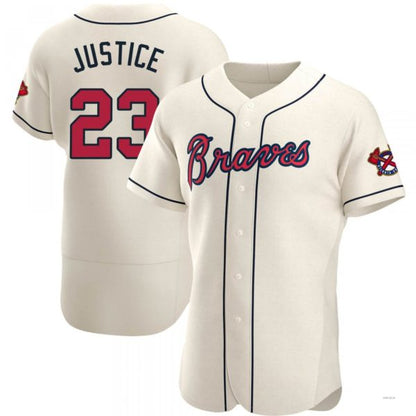 Atlanta Braves #23 David Justice Cream Alternate Jersey Stitches Baseball Jerseys