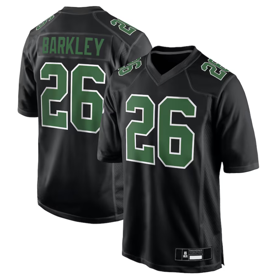 #26 Saquon Barkley Player P.Eagles Carbon Black Green Fashion Game Football Jerseys