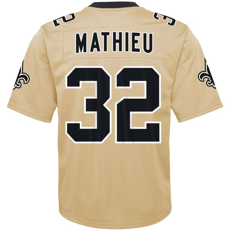 NO.Saints #32 Tyrann Mathieu Player Gold Inverted Game Football Jerseys