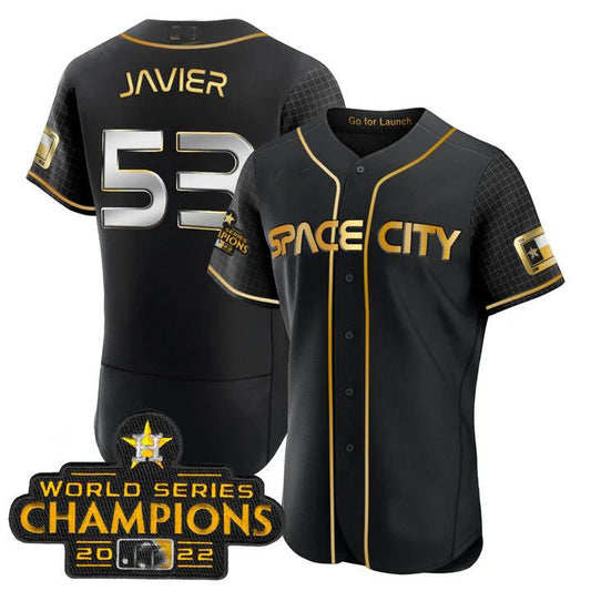 Houston Astros #53 CRISTIAN JAVIER 2023 SPACE CITY CHAMPIONS FLEX JERSEY ¨C BLACK ALL STITCHEDBaseball Jerseys