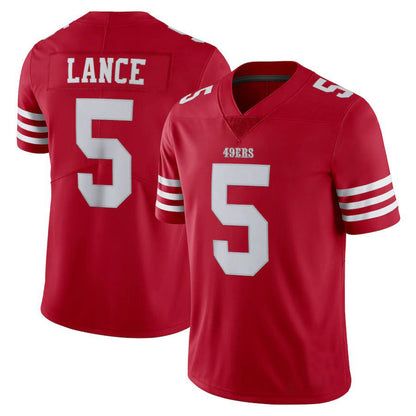 SF.49ers 5 Trey Lance New Red Stitched American Football Jerseys 2022