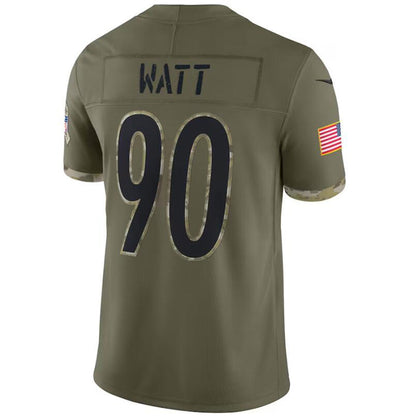 P.Steelers #90 T.J. Watt Olive Vapor F.U.S.E. Limited Jersey Stitched American Football Jerseys
