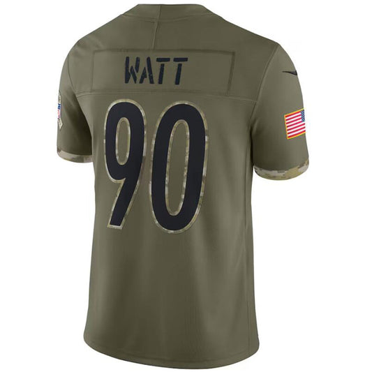 P.Steelers #90 T.J. Watt Olive Vapor F.U.S.E. Limited Jersey Stitched American Football Jerseys