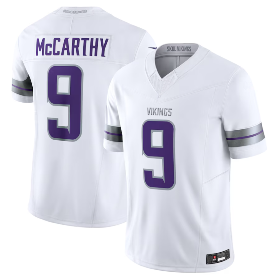 MN.Vikings #9 J.J. McCarthy Player White Vapor F.U.S.E. Limited Football Jerseys