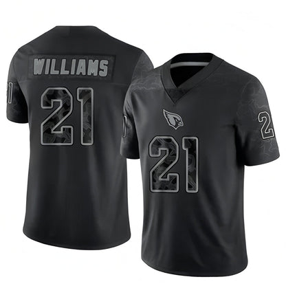 A.Cardinals #21 Garrett Williams Player Black RFLCTV Limited Football Jerseys